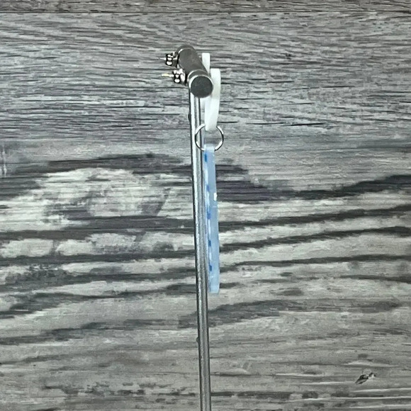 Acrylic Flatback Blue White Floral Spring Dangle Earrings - Picture 7 of 8